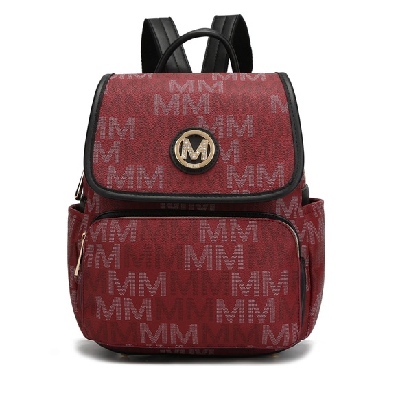 Red Backpack with Flap Closure - Picture 2 of 10